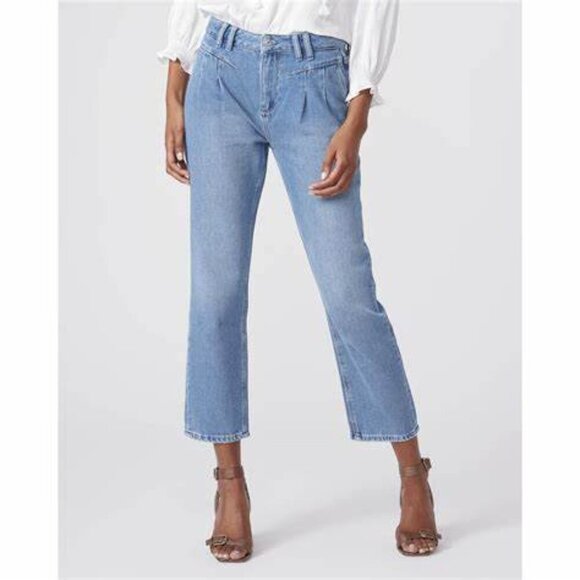 Paige Noella Relaxed Straight Leg Pleated Jeans - Picture 1 of 7